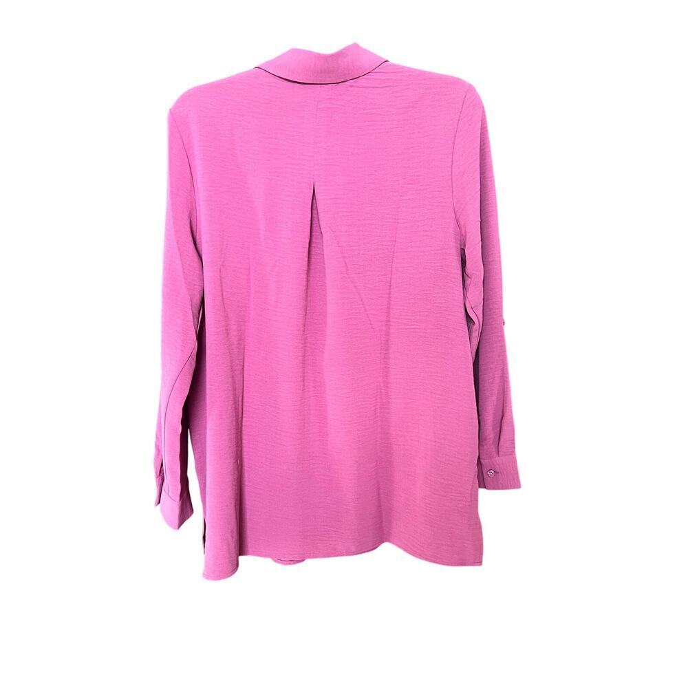 NWT Hilary Radley Women's Button Front Blouse, Large, Dark Pink. Lightweight - Picture 3 of 11